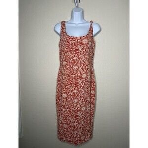 Peruvian Connection Tank Dress Lined Pima Cotton Size M Tangerine Floral